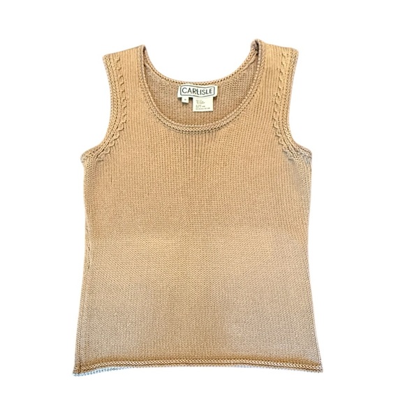 Carlisle Tops - Carlisle Silk Tan Knit Sweater Tank Top Size Medium MSRP $428
